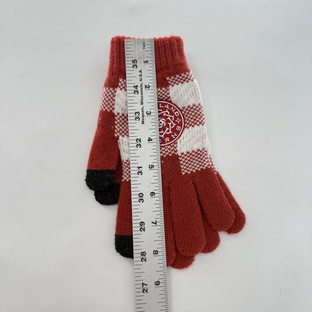 Portland Thorns NWSL FOCO Buffalo‎ Plaid Knit Gloves Touchscreen Red White